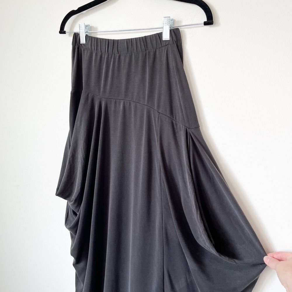 NEW Alembika Cocoon Draped Midi Skirt Womens Small 6-8 Grey Lagenlook